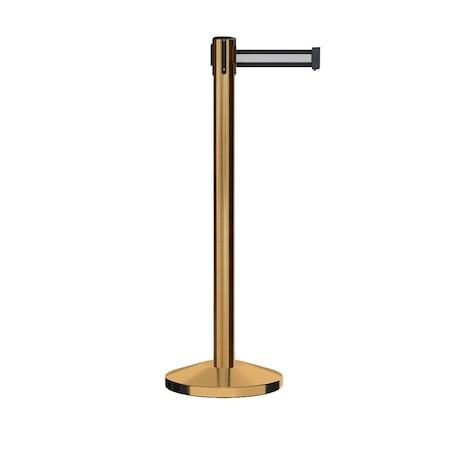 Montour Line Stanchion Belt Barrier Sat.Brass Post 11ft. Bk/W H Belt M630-SB-BWH-110